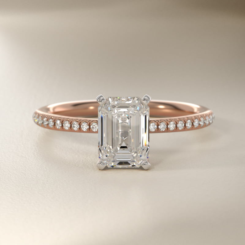 Petite Micropavé Lab-Grown Diamond Engagement Ring in 14k Rose Gold (1/10 ct. tw.)