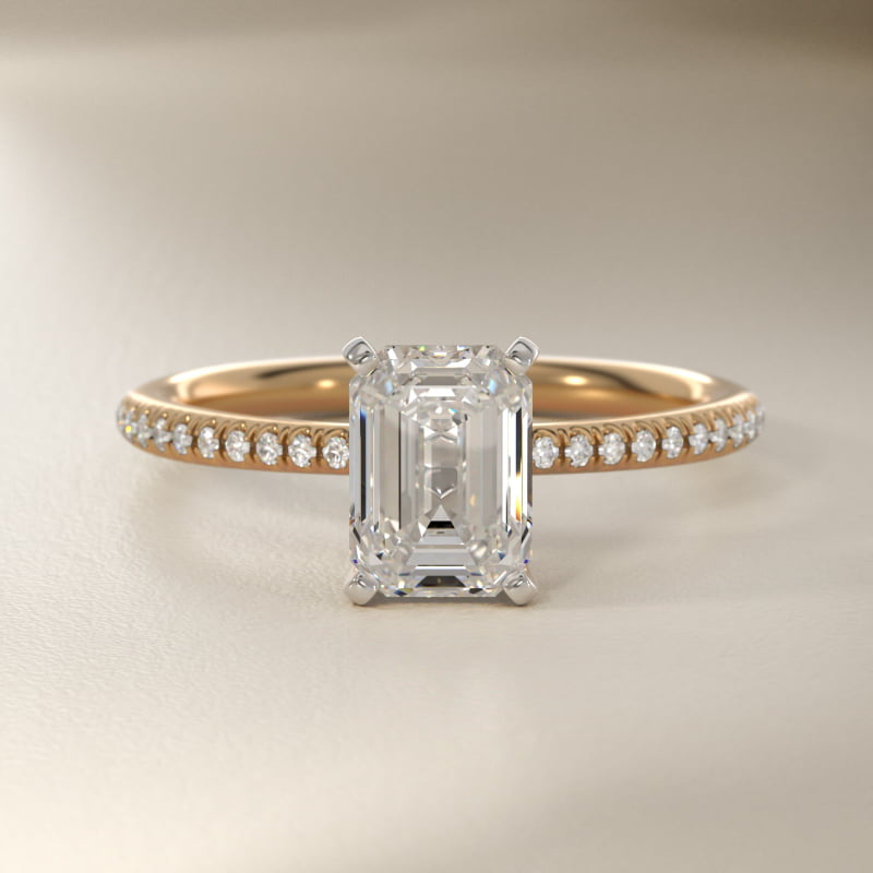 Petite Micropavé Lab-Grown Diamond Engagement Ring in 14k Yellow Gold (1/10 ct. tw.)