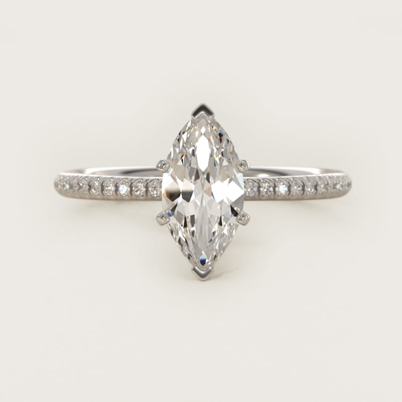 Petite Micropavé Diamond Engagement Ring in 14k White Gold (1/10 ct. tw.)