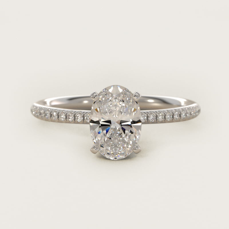 Petite Micropavé Diamond Engagement Ring in 14k White Gold (1/10 ct. tw.)
