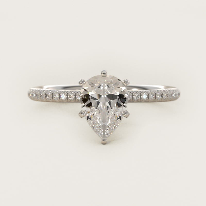 Petite Micropavé Diamond Engagement Ring in 14k White Gold (1/10 ct. tw.)