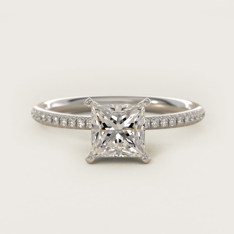 Petite Micropavé Diamond Engagement Ring in 14k White Gold (1/10 ct. tw.)
