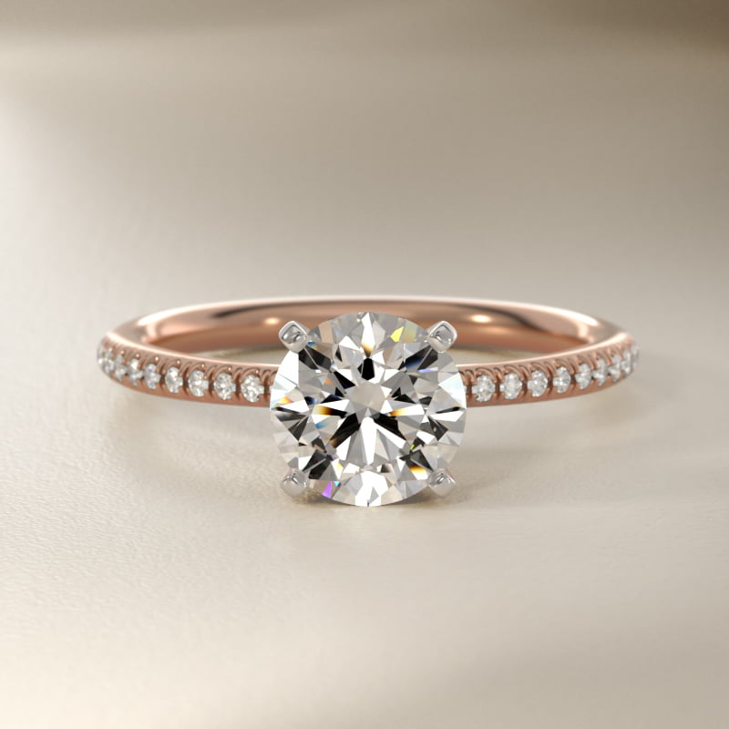 Petite Micropavé Lab-Grown Diamond Engagement Ring in 14k Rose Gold (1/10 ct. tw.)