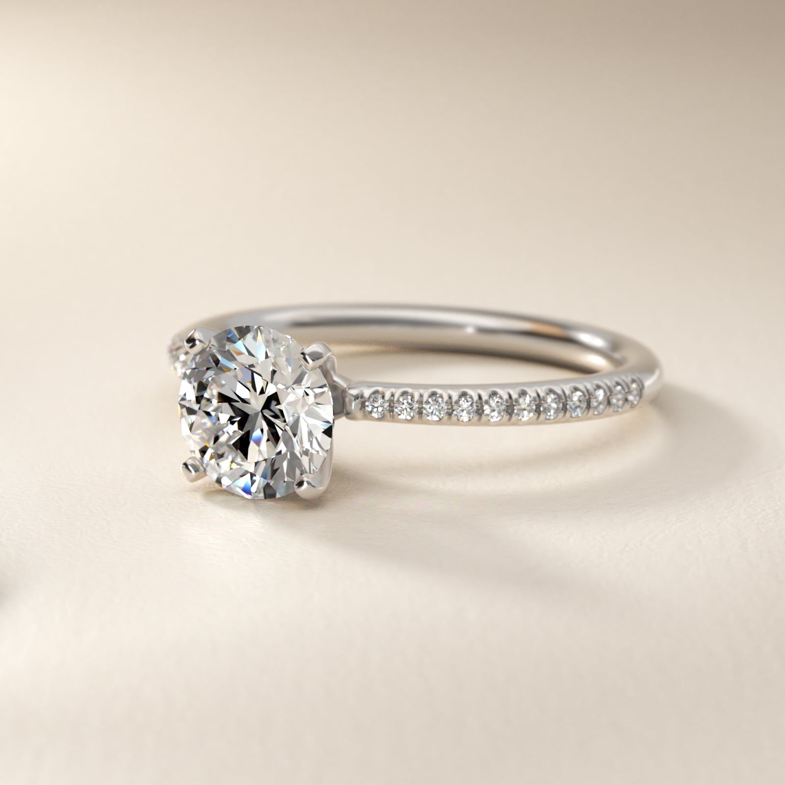 Petite Micropavé Diamond Engagement Ring in Platinum (1/10 ct. tw.)