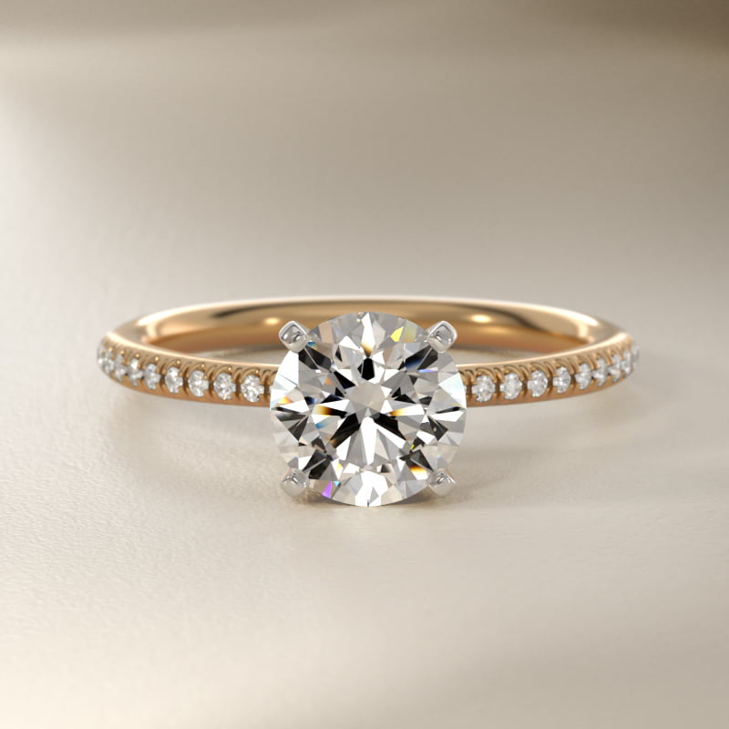 Petite Micropavé Lab-Grown Diamond Engagement Ring in 14k Yellow Gold (1/10 ct. tw.)