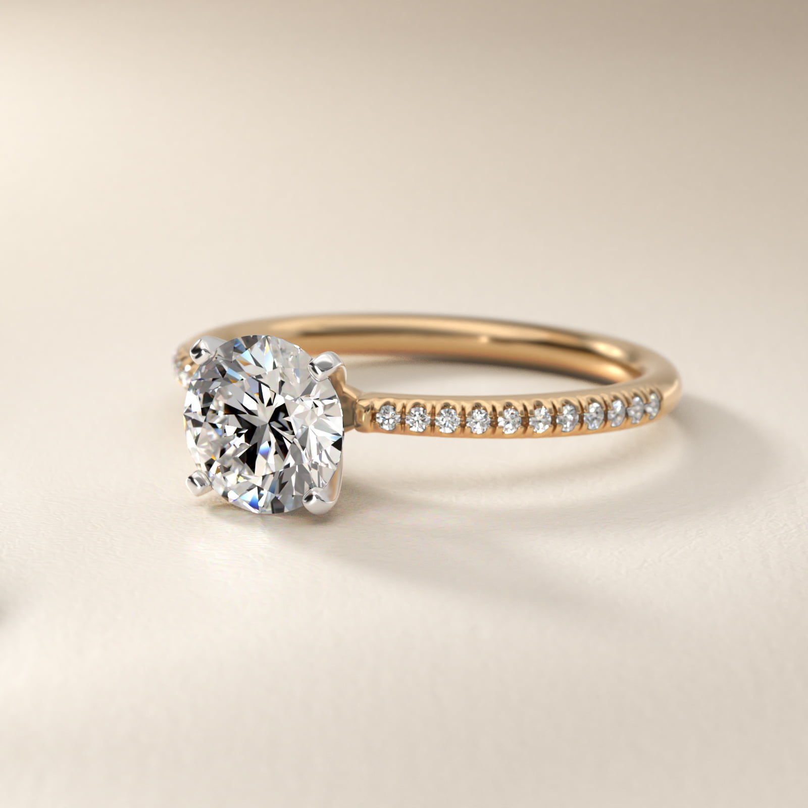 Petite Micropavé Lab-Grown Diamond Engagement Ring in 14k Yellow Gold (1/10 ct. tw.)