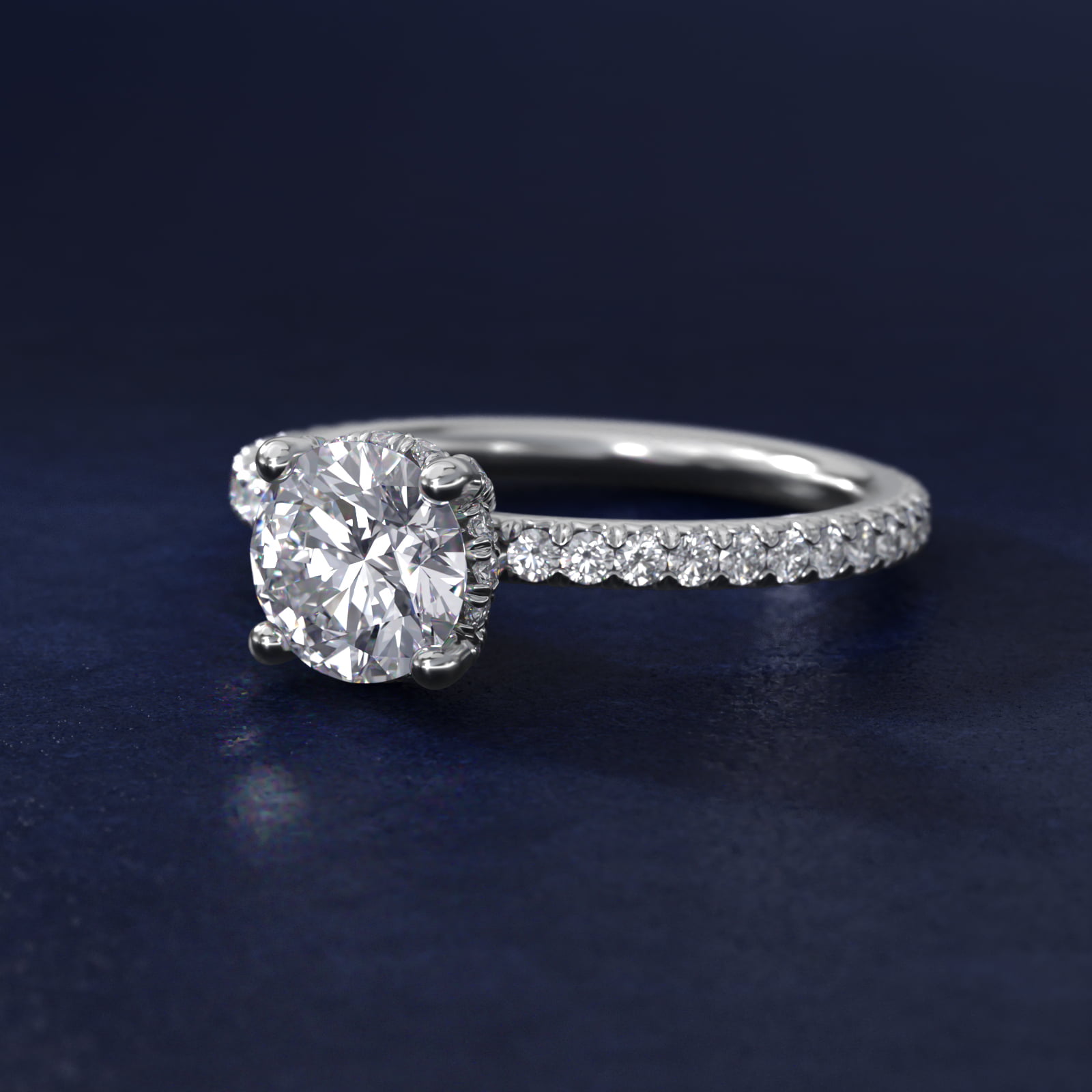 Blue Nile Studio Petite French Pavé Crown Diamond Engagement Ring in Platinum (1/3 ct. tw.)