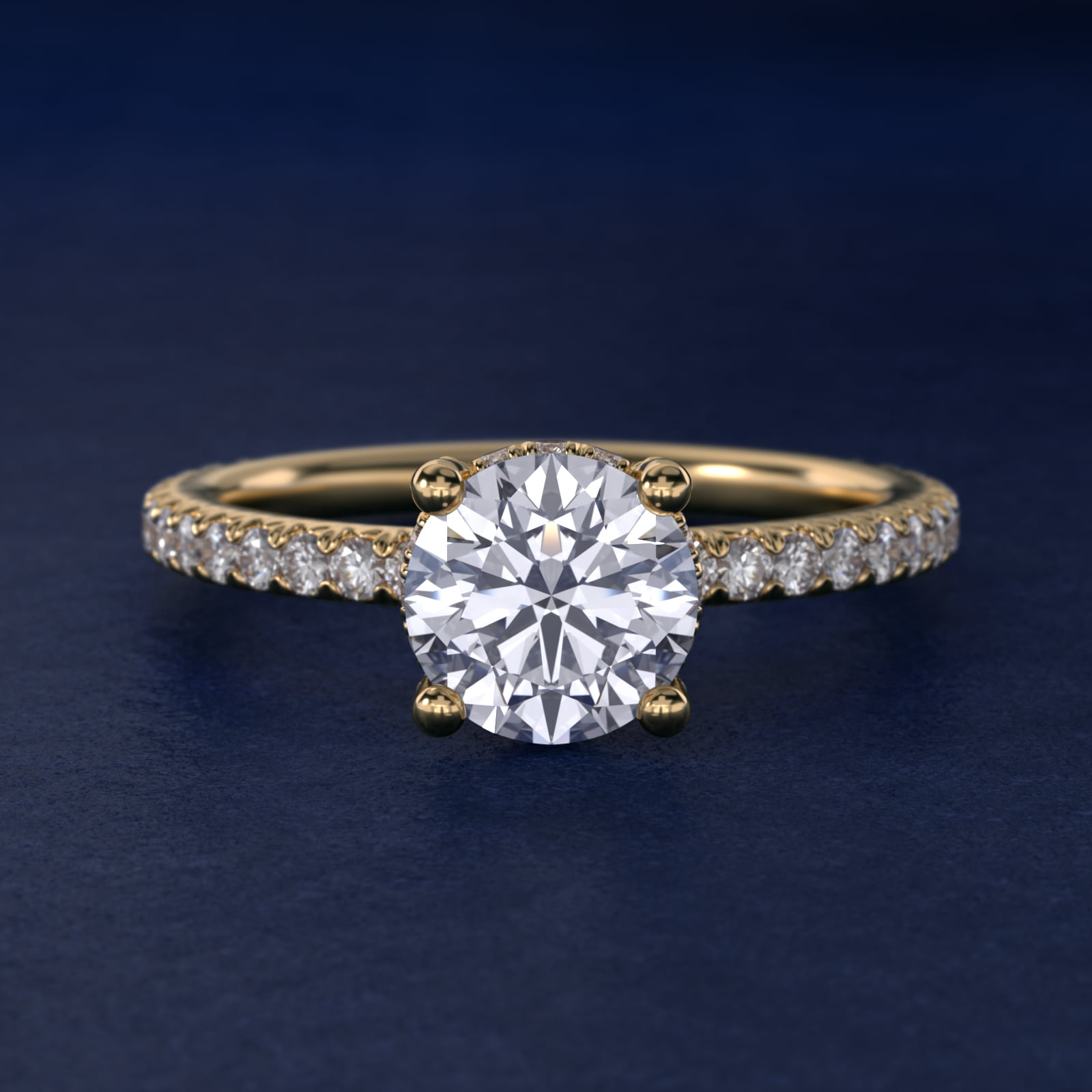Blue Nile Studio Petite French Pavé Crown Diamond Engagement Ring in 18k Yellow Gold (1/3 ct. tw.)