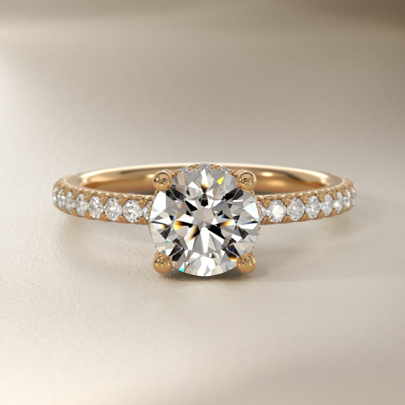 Blue Nile Studio Petite French Pavé Crown Diamond Engagement Ring in 14K Yellow Gold (1/3 ct. tw.)