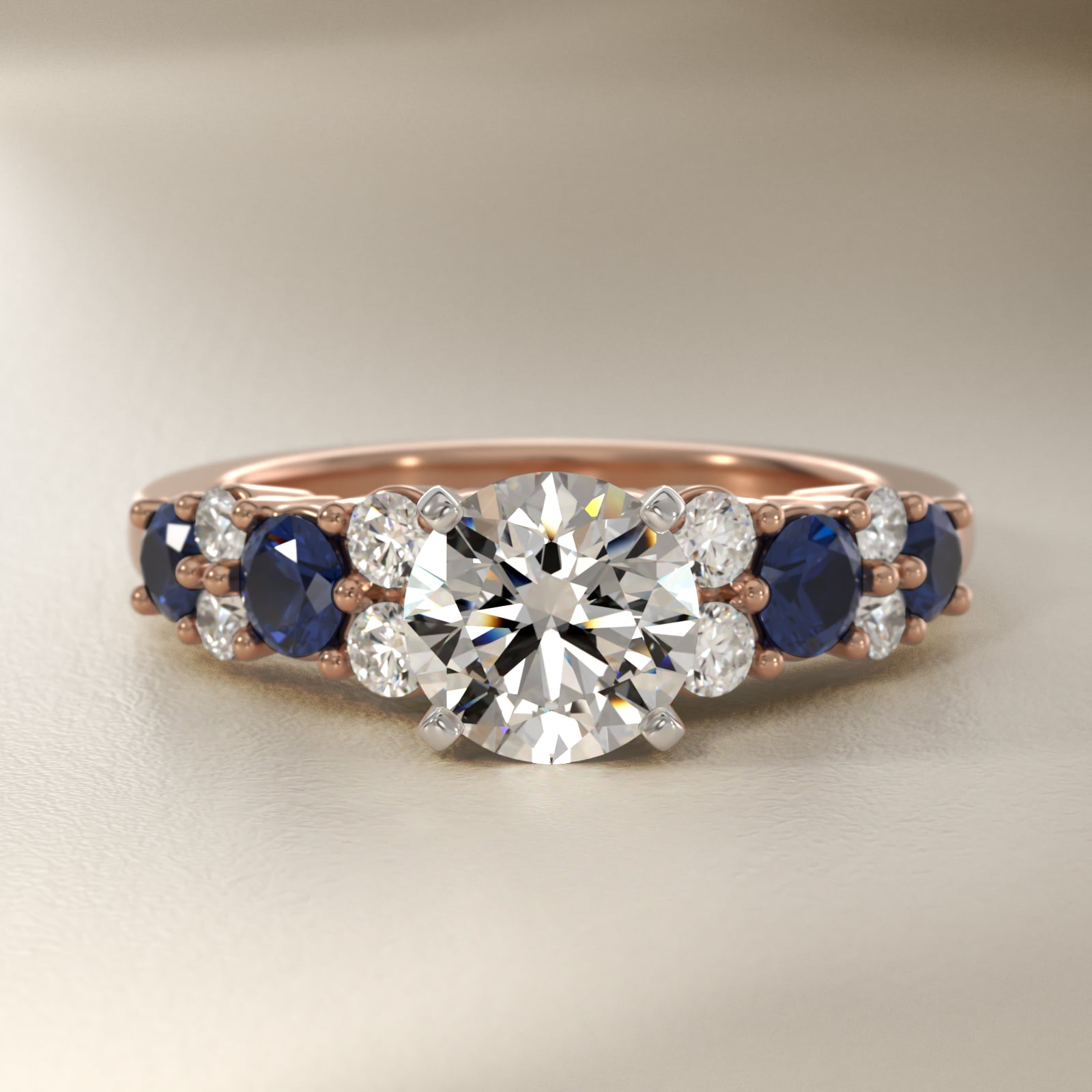 Garland Sapphire and Diamond Engagement Ring in 14k Rose Gold
