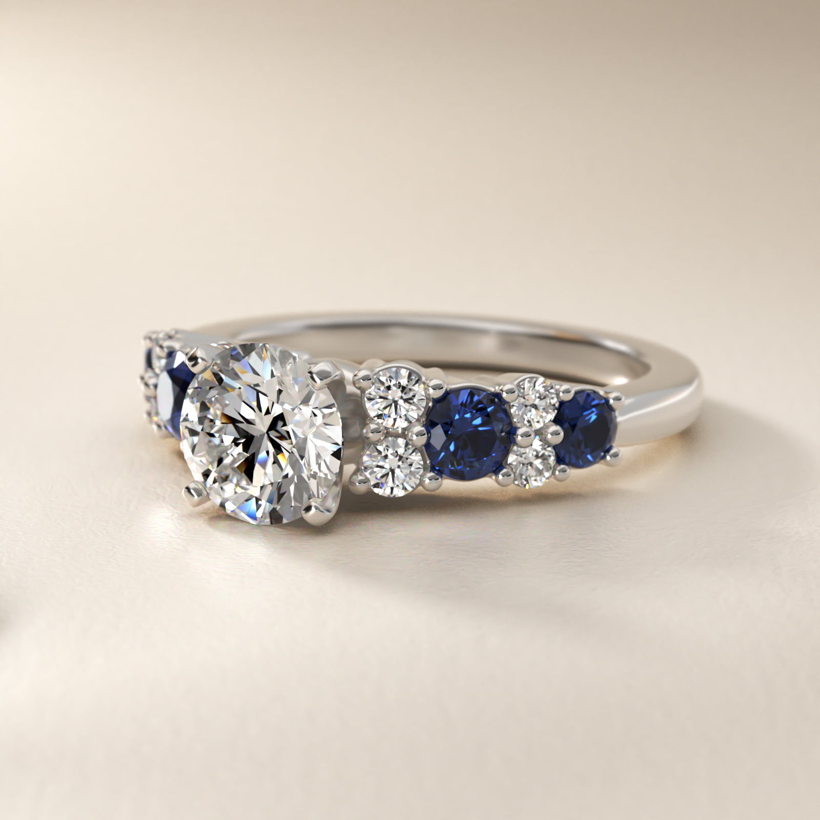Garland Sapphire and Diamond Engagement Ring in Platinum