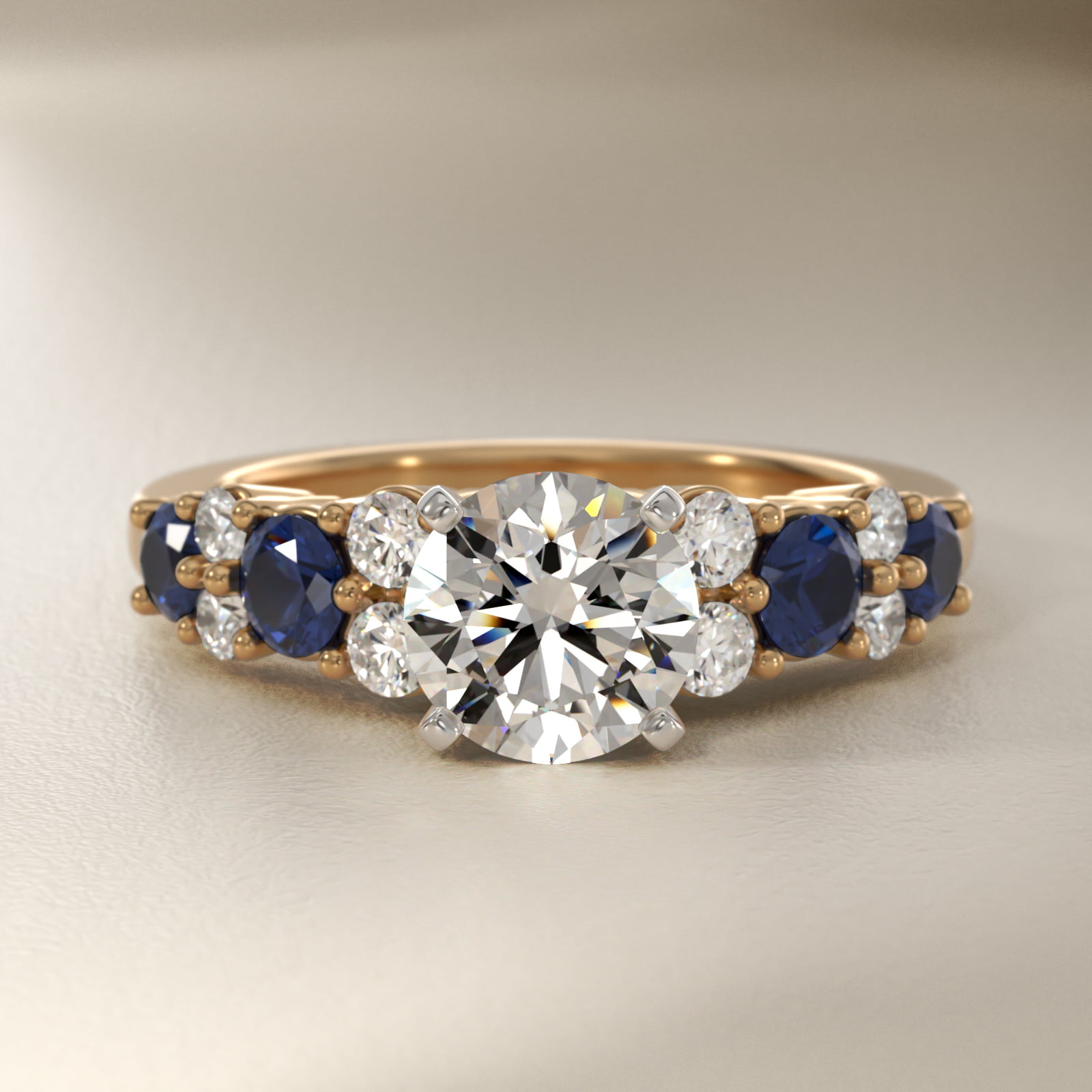 Garland Sapphire and Diamond Engagement Ring in 14K Yellow Gold
