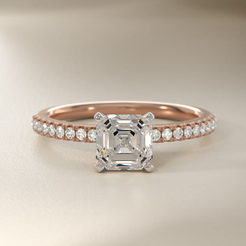 Riviera Pavé Diamond Engagement Ring in 14k Rose Gold (1/6 ct. tw.)