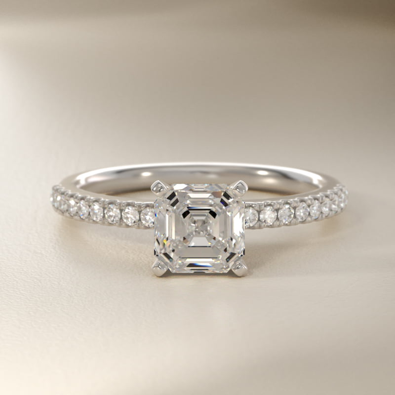 Riviera Pavé Diamond Engagement Ring in 14k White Gold (1/6 ct. tw.)