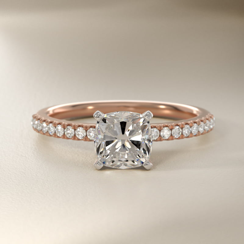 Riviera Pavé Diamond Engagement Ring in 14k Rose Gold (1/6 ct. tw.)