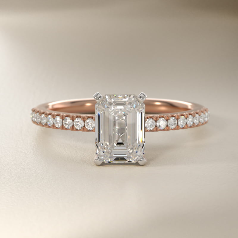 Riviera Pavé Diamond Engagement Ring in 14k Rose Gold (1/6 ct. tw.)