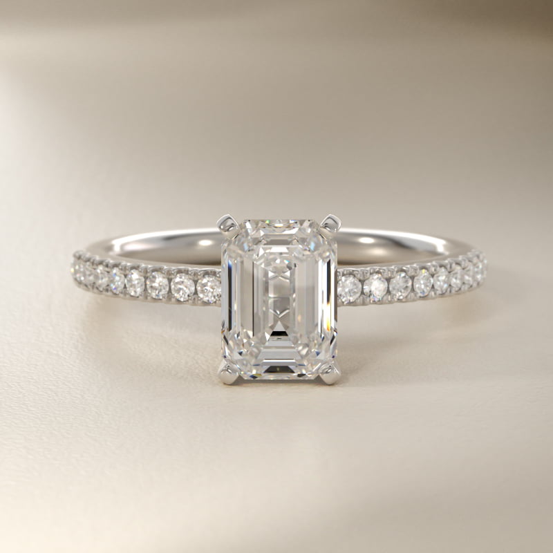 Riviera Pavé Lab-Grown Diamond Engagement Ring in 14k White Gold (1/6 ct. tw.)