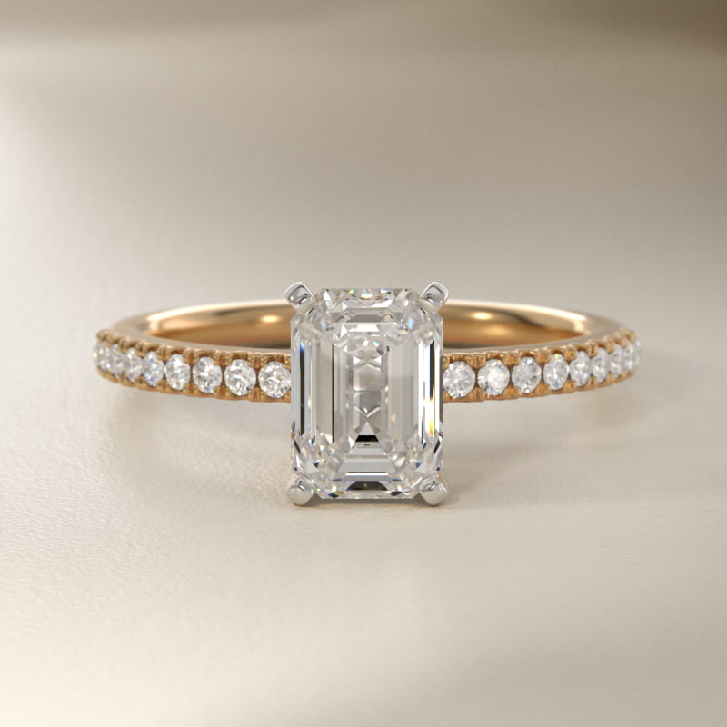 Riviera Pavé Lab-Grown Diamond Engagement Ring in 14K Yellow Gold (1/6 ct. tw.)