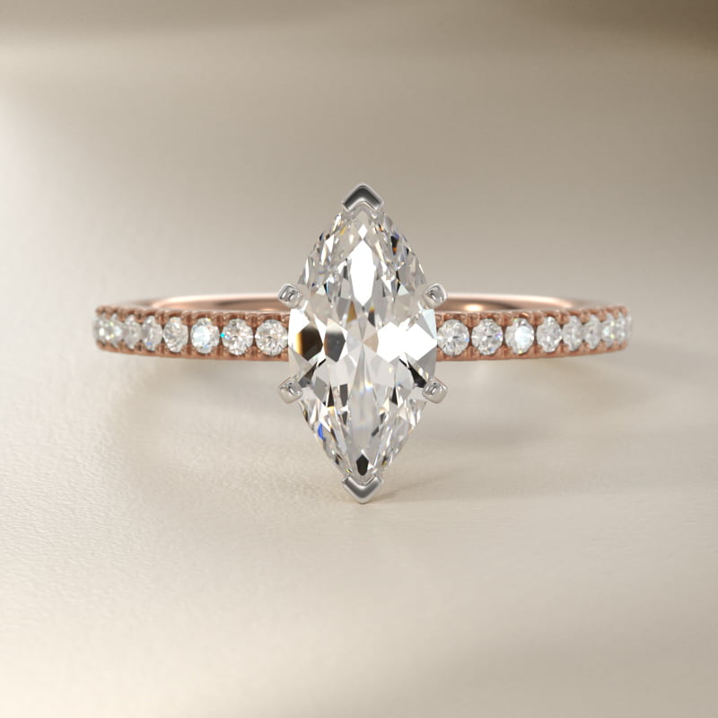 Riviera Pavé Diamond Engagement Ring in 14k Rose Gold (1/6 ct. tw.)