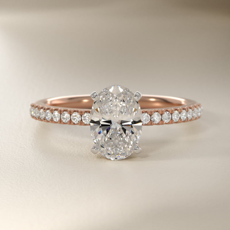 Riviera Pavé Diamond Engagement Ring in 14k Rose Gold (1/6 ct. tw.)