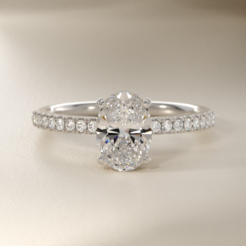 Riviera Pavé Diamond Engagement Ring in 14k White Gold (1/6 ct. tw.)