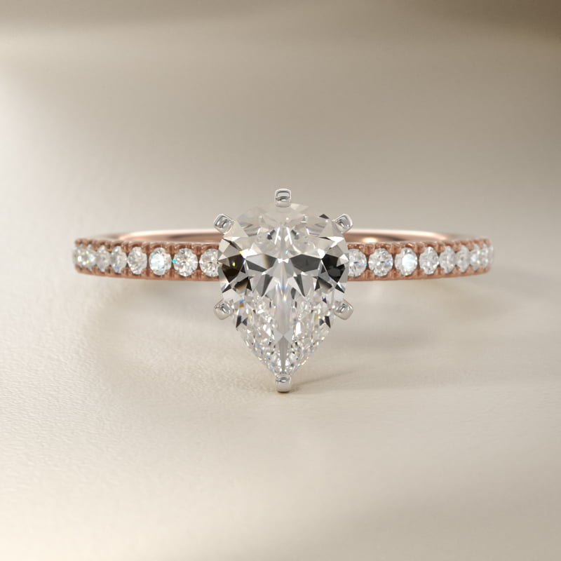 Riviera Pavé Diamond Engagement Ring in 14k Rose Gold (1/6 ct. tw.)