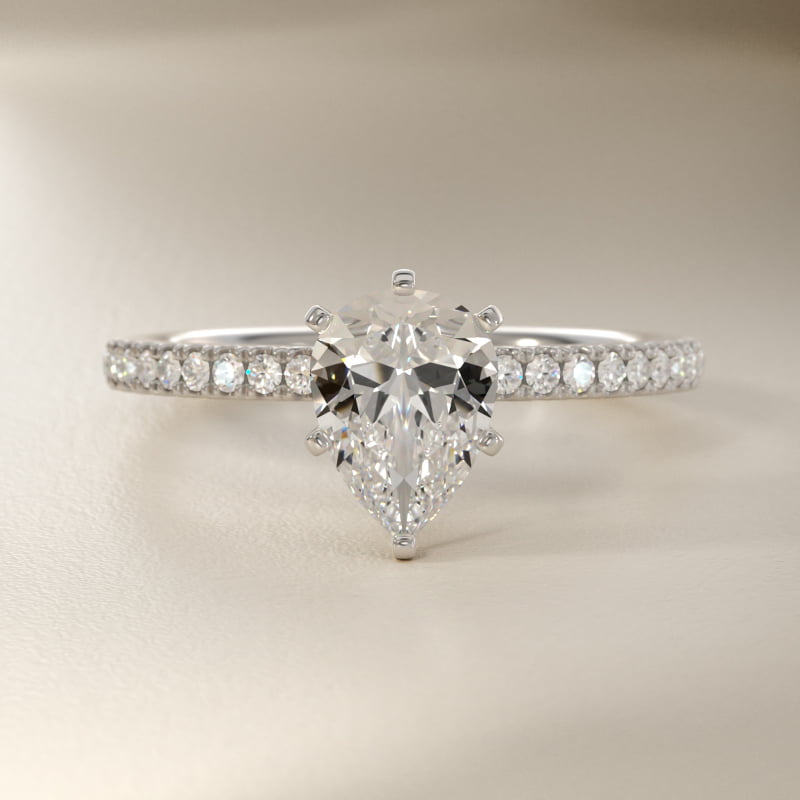 Riviera Pavé Diamond Engagement Ring in 14k White Gold (1/6 ct. tw.)
