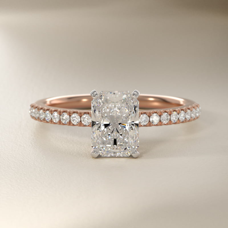 Riviera Pavé Diamond Engagement Ring in 14k Rose Gold (1/6 ct. tw.)