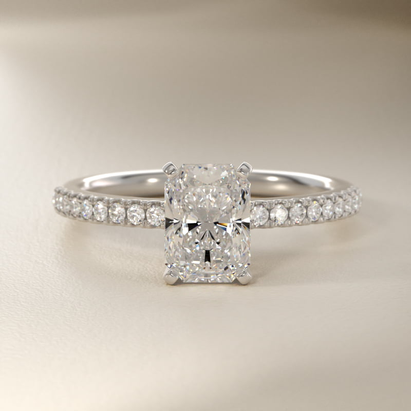 Riviera Pavé Diamond Engagement Ring in 14k White Gold (1/6 ct. tw.)