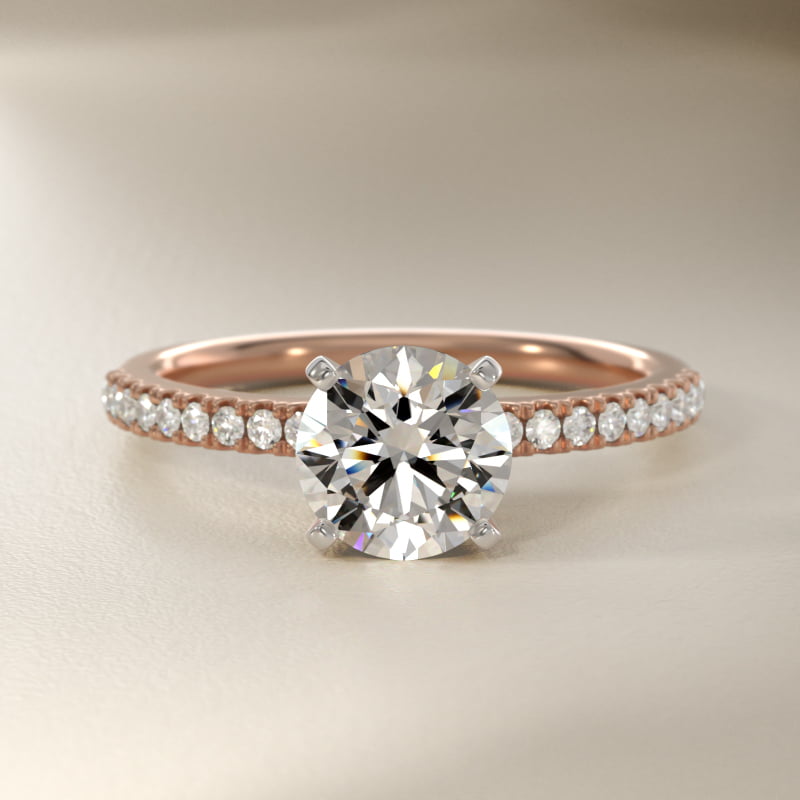 Riviera Pavé Lab-Grown Diamond Engagement Ring in 14k Rose Gold (1/6 ct. tw.)