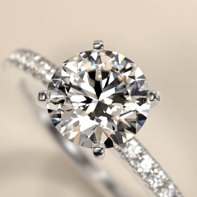 Riviera Pavé Diamond Engagement Ring in 14k White Gold (1/6 ct. tw.)