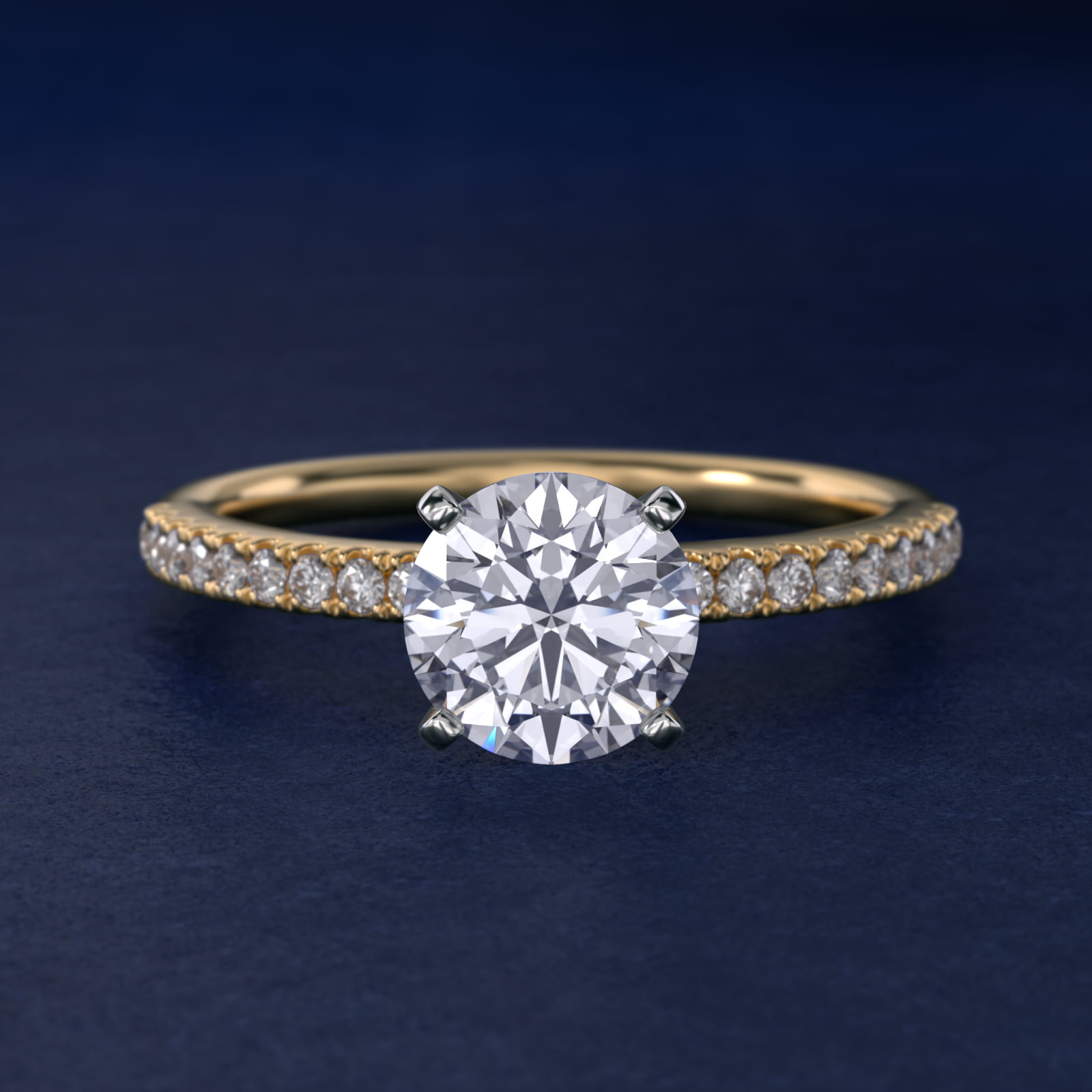 Riviera Pavé Lab-Grown Diamond Engagement Ring in 14K Yellow Gold (1/6 ct. tw.)