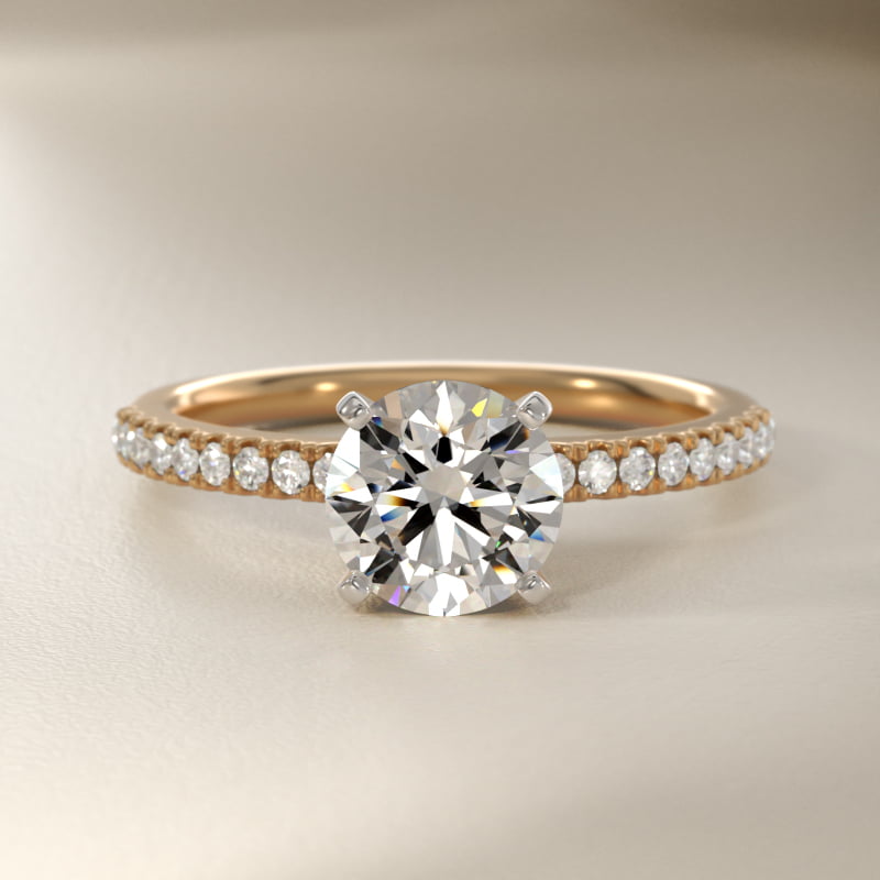 Riviera Pavé Lab-Grown Diamond Engagement Ring in 14K Yellow Gold (1/6 ct. tw.)