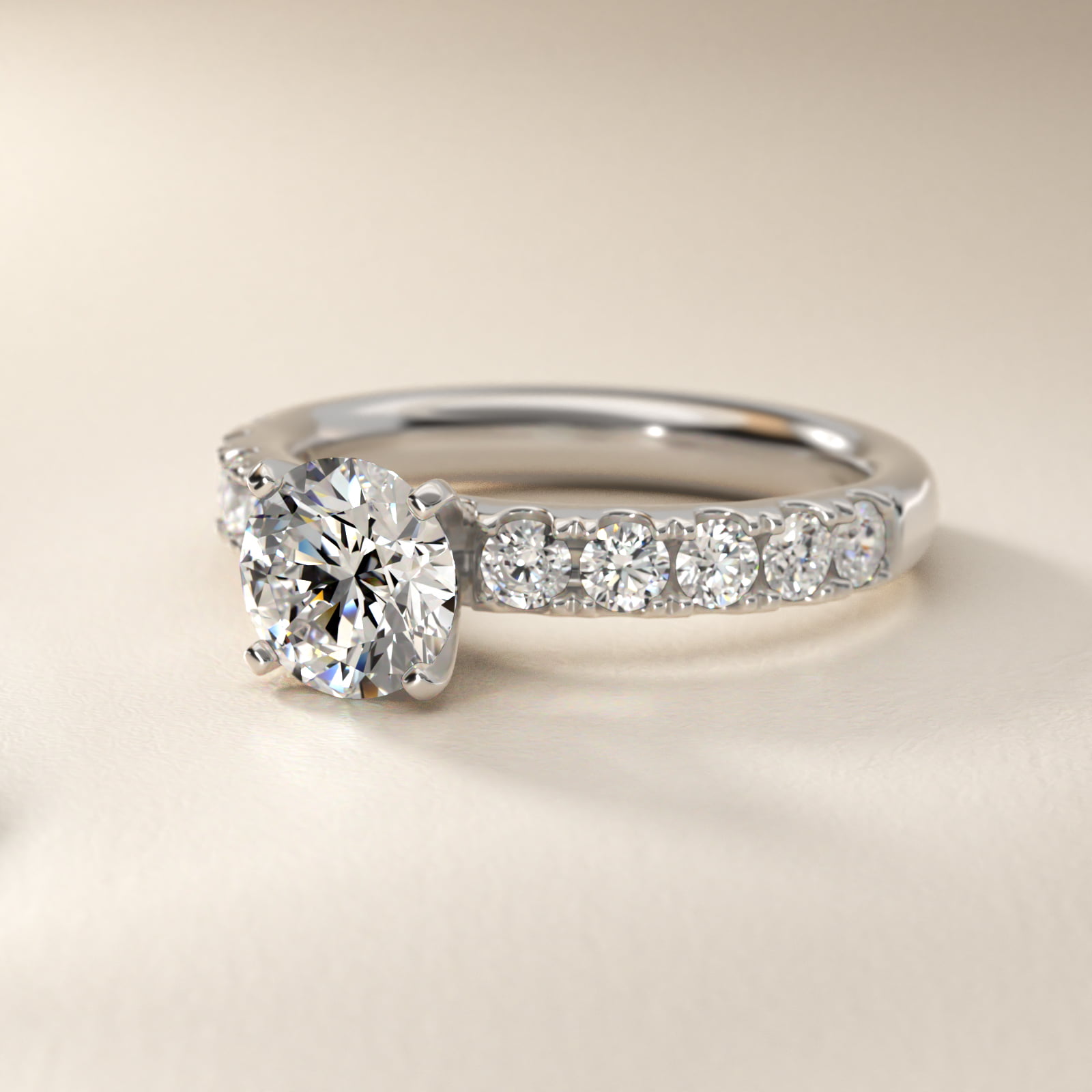 Riviera Pavé Diamond Engagement Ring in 18k White Gold (5/8 ct. tw.)