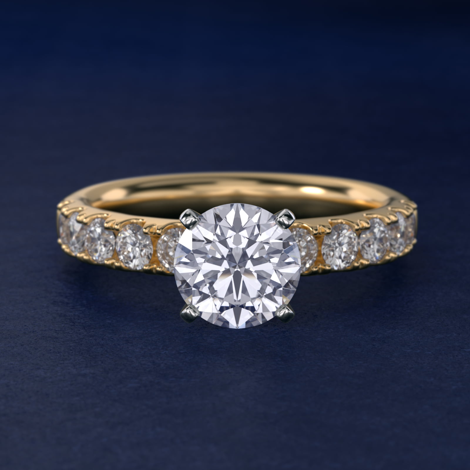Riviera Pavé Diamond Engagement Ring in 14K Yellow Gold (5/8 ct. tw.)