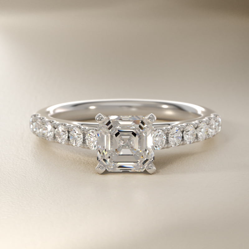 Riviera Cathedral Pavé Diamond Engagement Ring in 14k White Gold (1/2 ct. tw.)