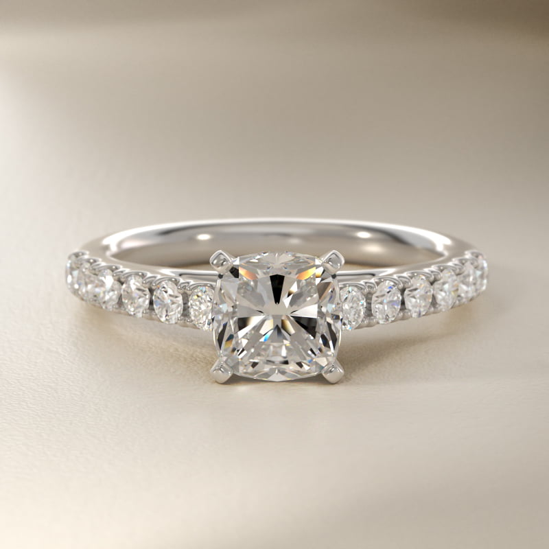 Riviera Cathedral Pavé Diamond Engagement Ring in 14k White Gold (1/2 ct. tw.)