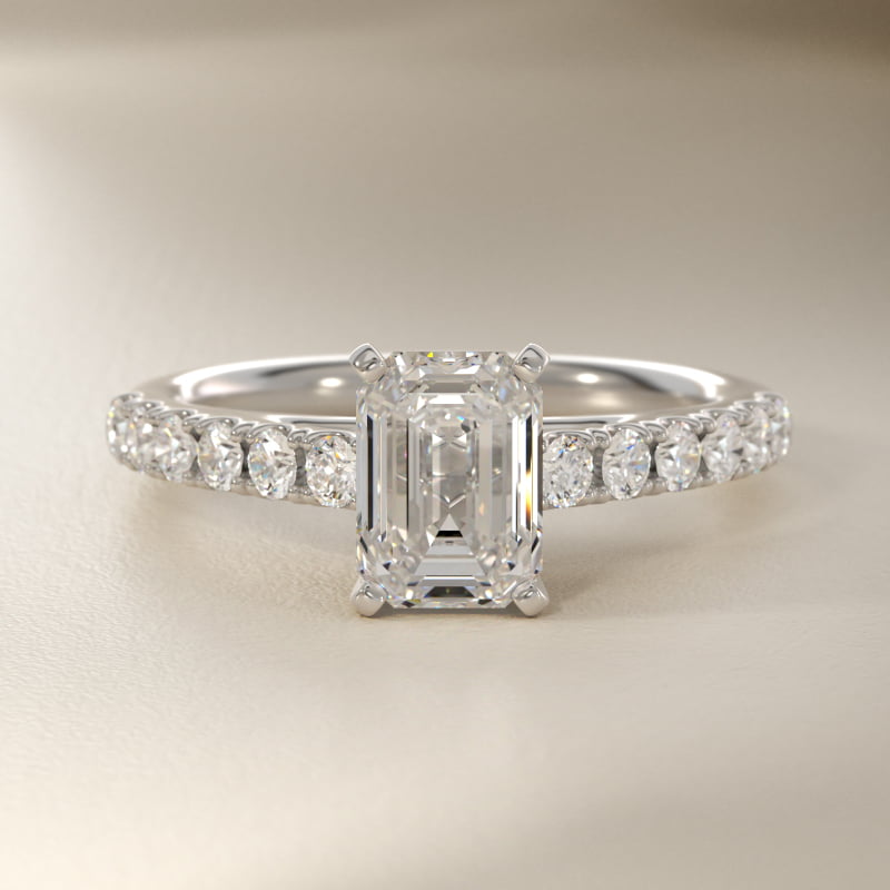 Riviera Cathedral Pavé Diamond Engagement Ring in 14k White Gold (1/2 ct. tw.)