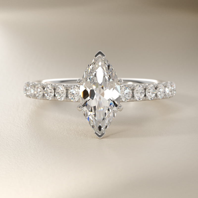Riviera Cathedral Pavé Diamond Engagement Ring in 14k White Gold (1/2 ct. tw.)