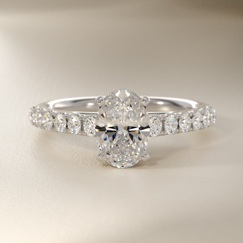 Riviera Cathedral Pavé Diamond Engagement Ring in 14k White Gold (1/2 ct. tw.)