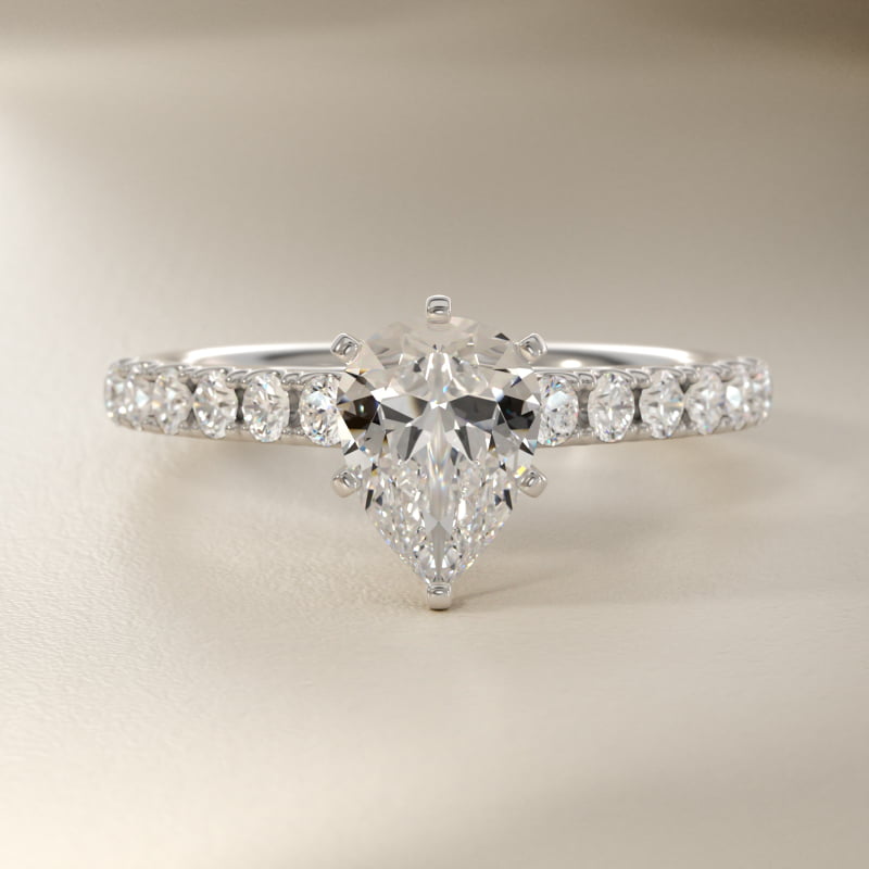 Riviera Cathedral Pavé Diamond Engagement Ring in 14k White Gold (1/2 ct. tw.)