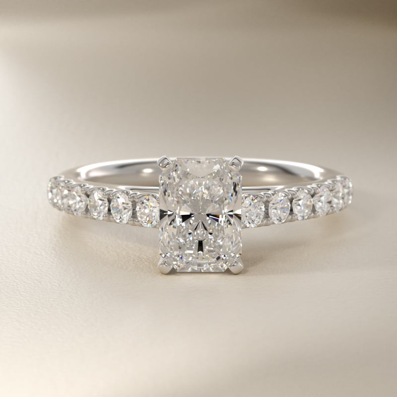 Riviera Cathedral Pavé Diamond Engagement Ring in 14k White Gold (1/2 ct. tw.)