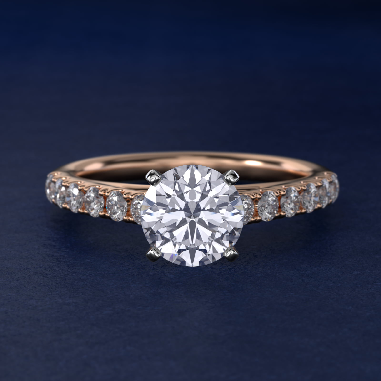 Riviera Cathedral Pavé Diamond Engagement Ring in 14k Rose Gold (1/2 ct. tw.)