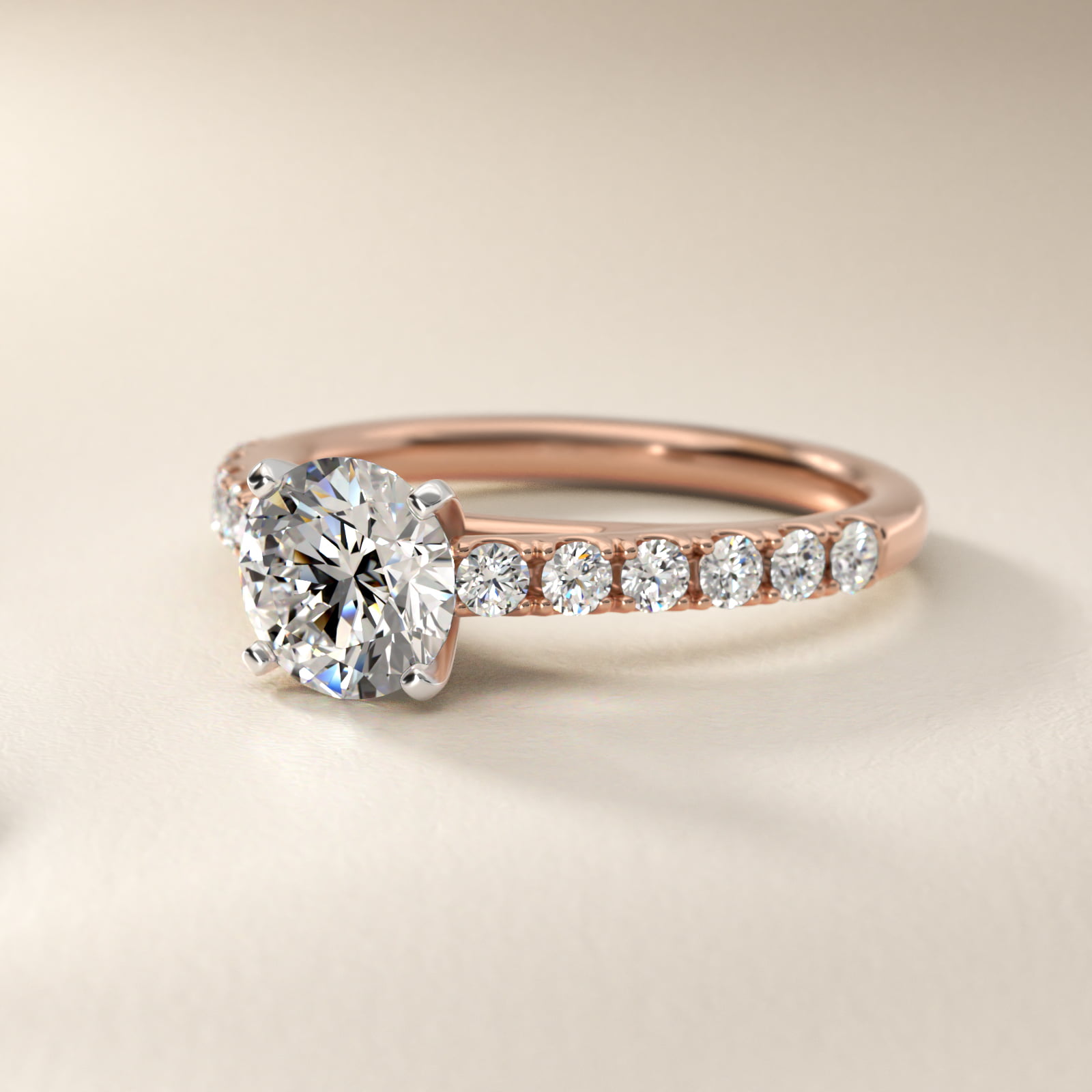 Riviera Cathedral Pavé Lab-Grown Diamond Engagement Ring in 14k Rose Gold (1/2 ct. tw.)