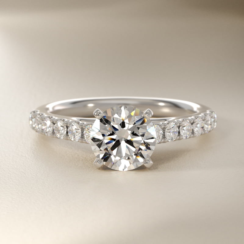 Riviera Cathedral Pavé Diamond Engagement Ring in 14k White Gold (1/2 ct. tw.)