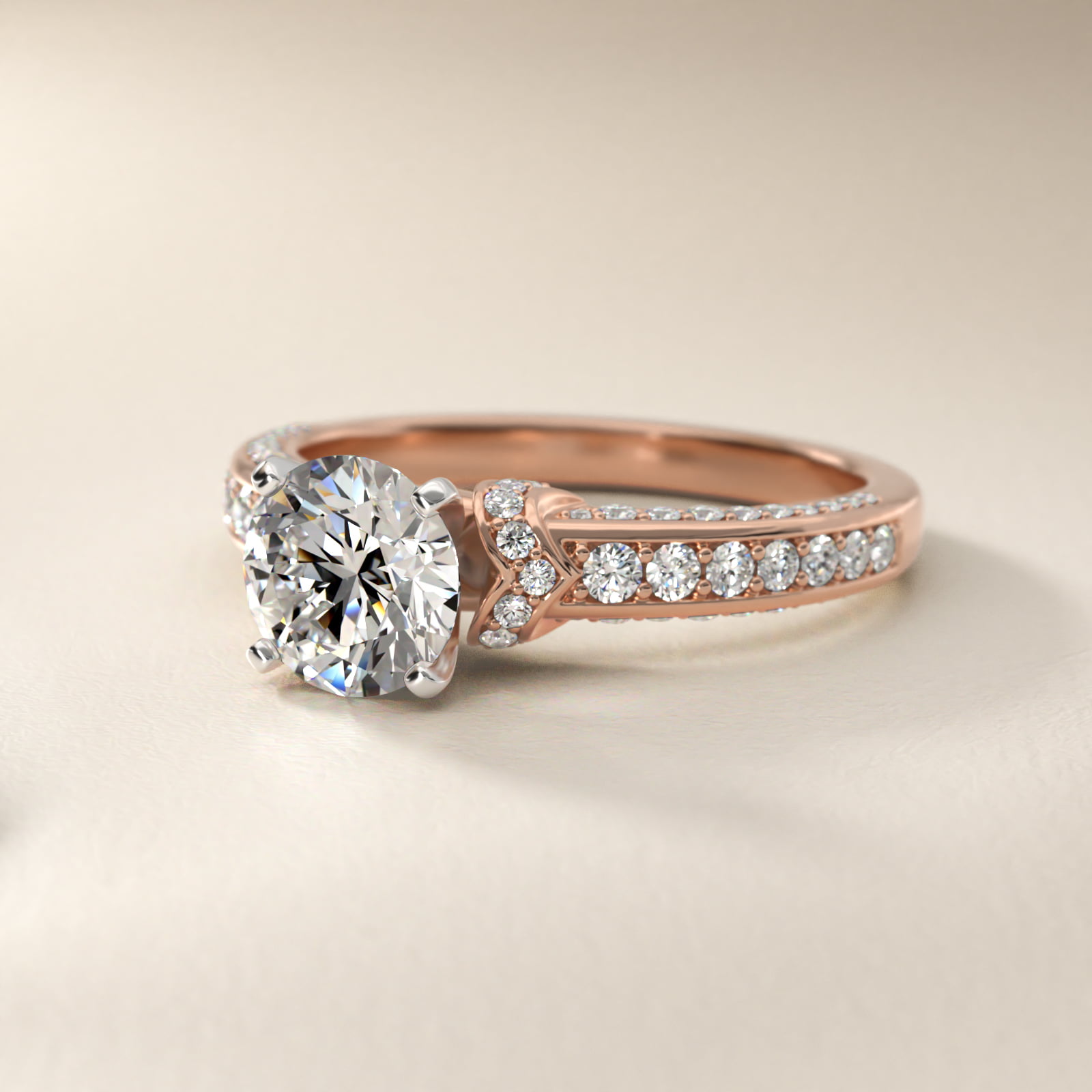 Blue Nile Studio Imperial Micropavé Diamond Engagement Ring in 14k Rose Gold (3/8 ct. tw.)