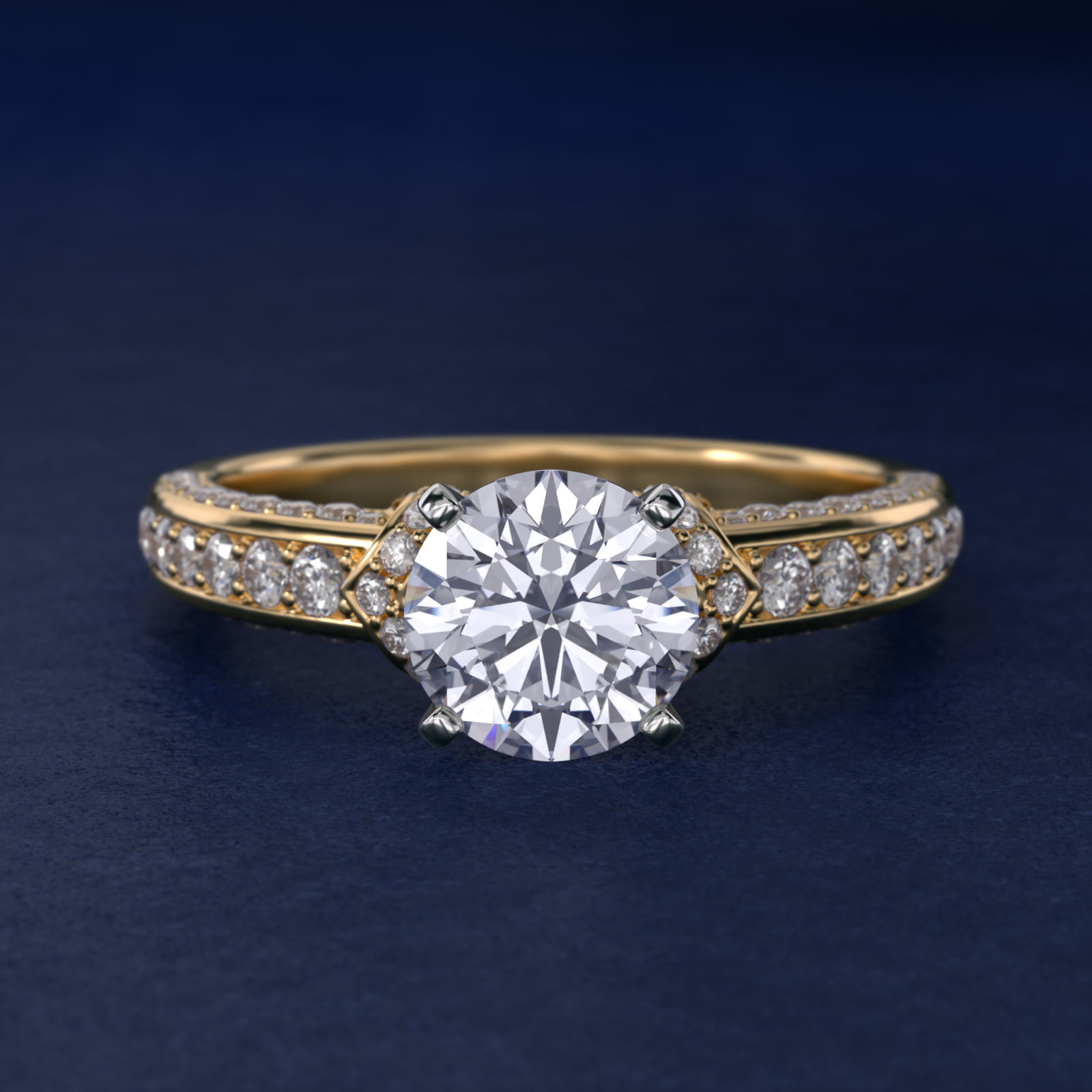 Blue Nile Studio Imperial Micropavé Diamond Engagement Ring in 14K Yellow Gold (3/8 ct. tw.)