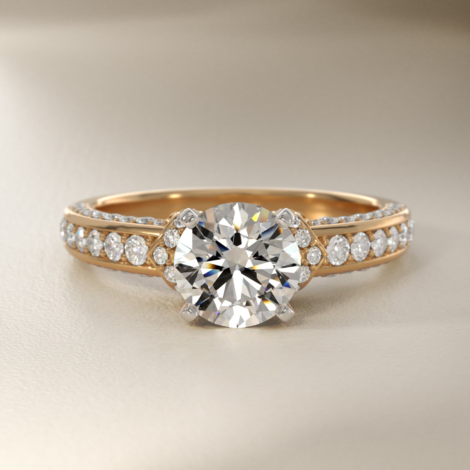 Blue Nile Studio Imperial Micropavé Diamond Engagement Ring in 18k Yellow Gold (3/8 ct. tw.)