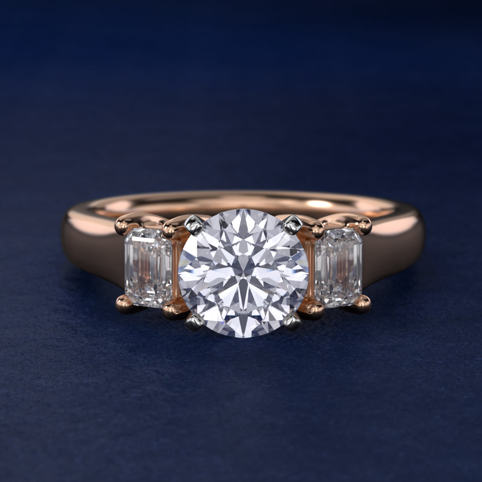 ZAC ZAC POSEN Three-Stone Emerald-Cut Diamond Engagement Ring in 14k Rose Gold (1/3 ct tw.)