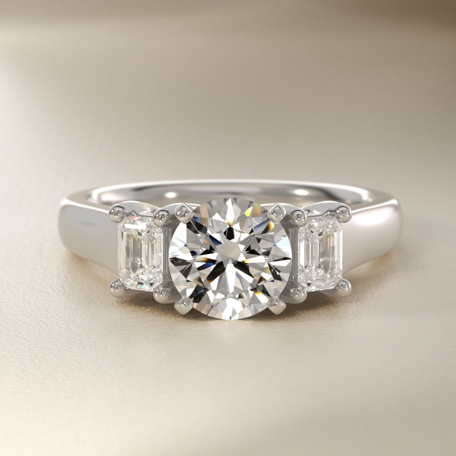 ZAC ZAC POSEN Three-Stone Emerald-Cut Diamond Engagement Ring in 18k White Gold (1/3 ct tw.)